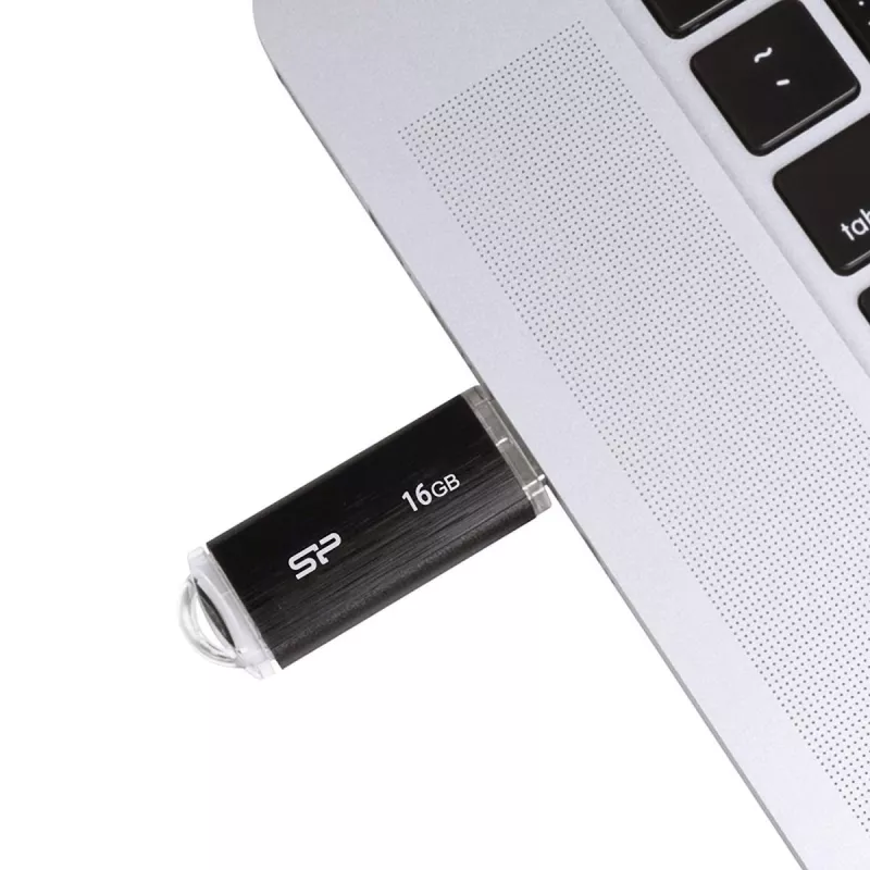 SILICON POWER Ultima U02 - 16GB USB Stick - USB 2.0 - Black (moq-30)