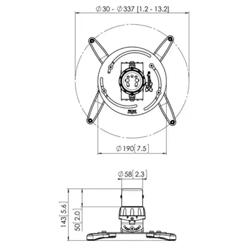Ceiling projector mount Vogel's PPC1500 white — adjustable height, for easy installation
