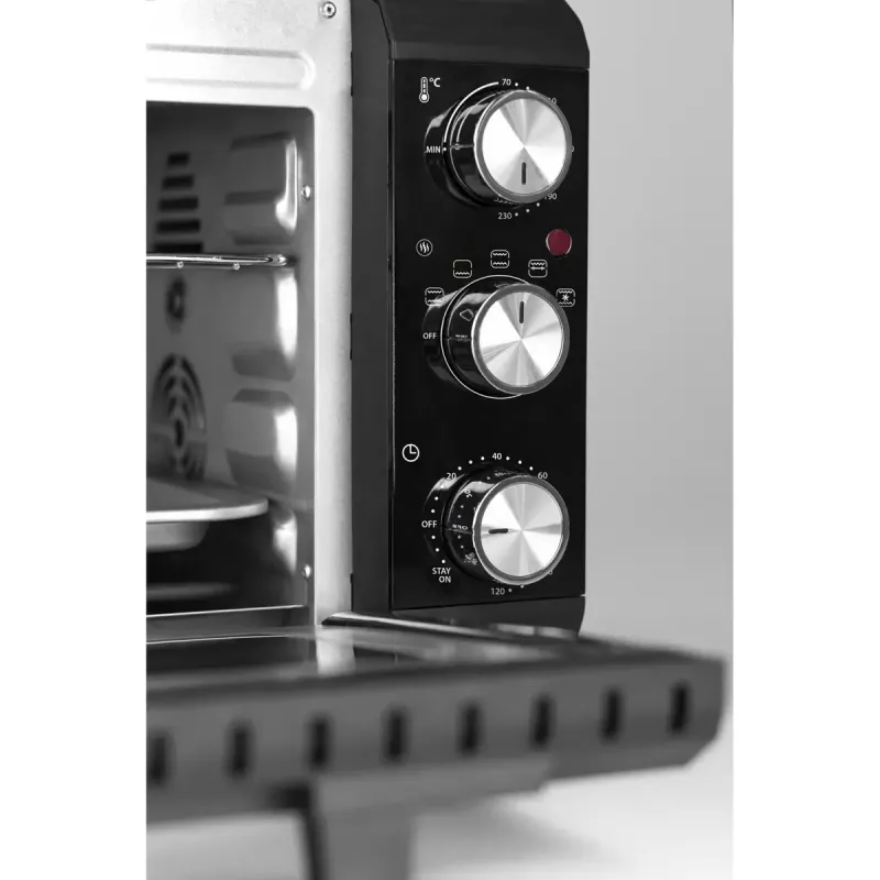 Caso TO20 20L 1650W Black Electric Oven with Grill, Convection, Rotisserie, Timer, 70-230°C, Cool-Touch