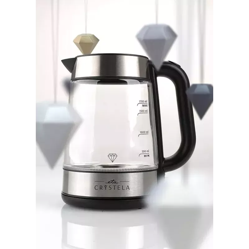 Electric kettle Eta 1.7 L 2200 W Black Stainless steel Transparent