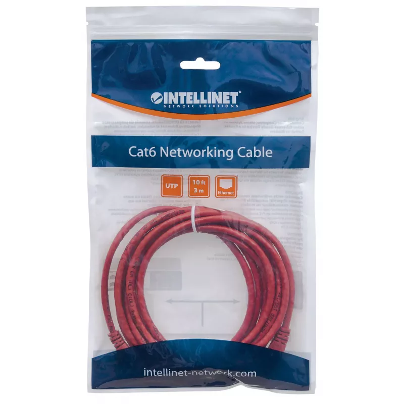 Goobay Network Patch Cable, Cat5e, 3m, Red, CCA, U/UTP, PVC, RJ45, Gold Plated Contacts, Snagless, Booted, Lifetime Warranty