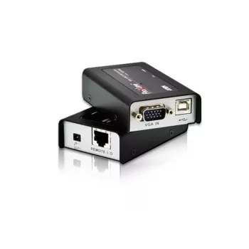 ATEN MINI USB VGA KVM Extender (100m), Transmitter & receiver, Wired, 100 m, Cat5, 1920 x 1200 pixels, Black