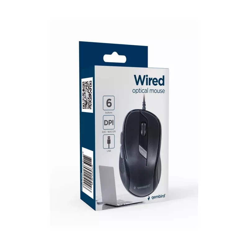 GEMBIRD Mouse Optical MUS-6B-01 - 6 Button Wheel USB Black