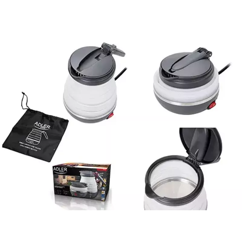 Electric kettle Adler AD 1279 — 0.6 L, 750 W, plastic housing, button control, indicator light