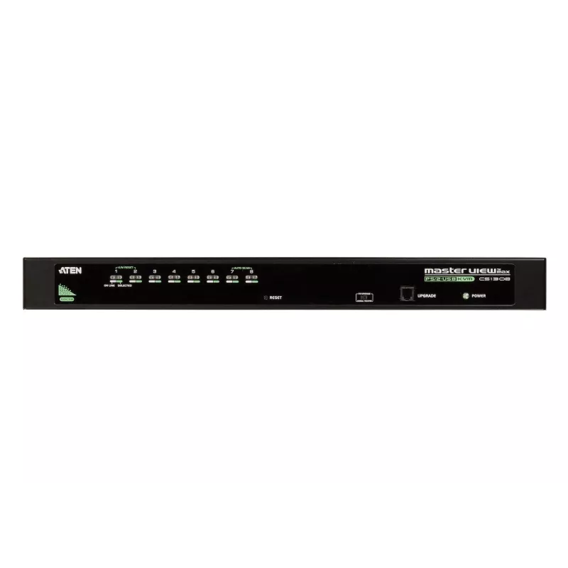 ATEN 8-Port USB - PS/2 VGA KVM Switch, 2048 x 1536 pixels, QXGA, Rack mounting, 5 W, 1U, Black