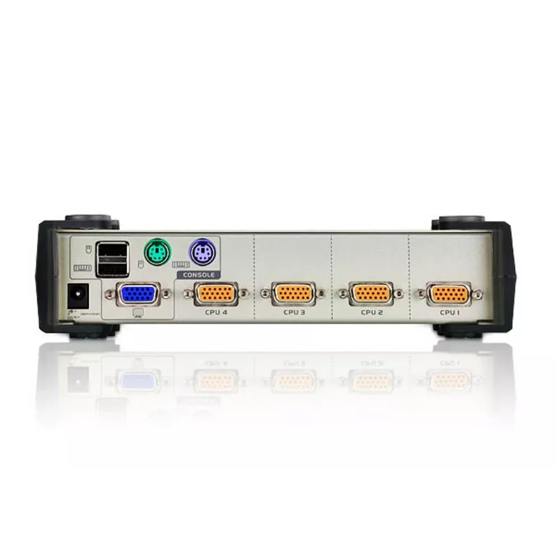 ATEN 4-Port USB - PS/2 VGA KVM Switch (KVM Cables included), 2048 x 1536 pixels, QXGA, 0.45 W, Black, Grey