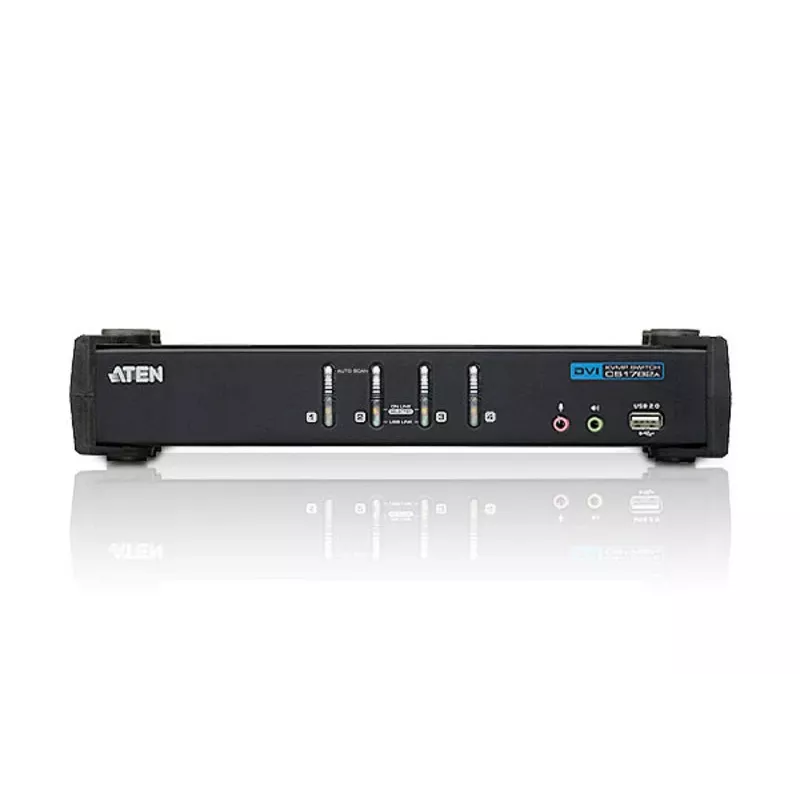 ATEN 4-Port USB DVI KVM Switch with Audio & USB 2.0 Hub (KVM Cables included)