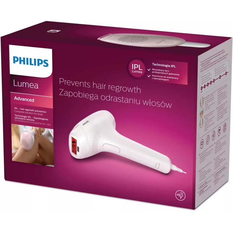 IPL hair removal device Philips SC1994/00 Lumea Advanced — AC powered, body attachment, 4 cm² lamp, white/pink