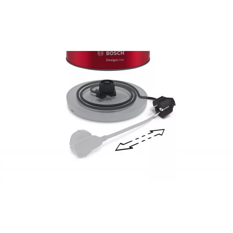 Electric kettle Bosch TWK4P434 — 1.7 L, 2400 W, Black/Red