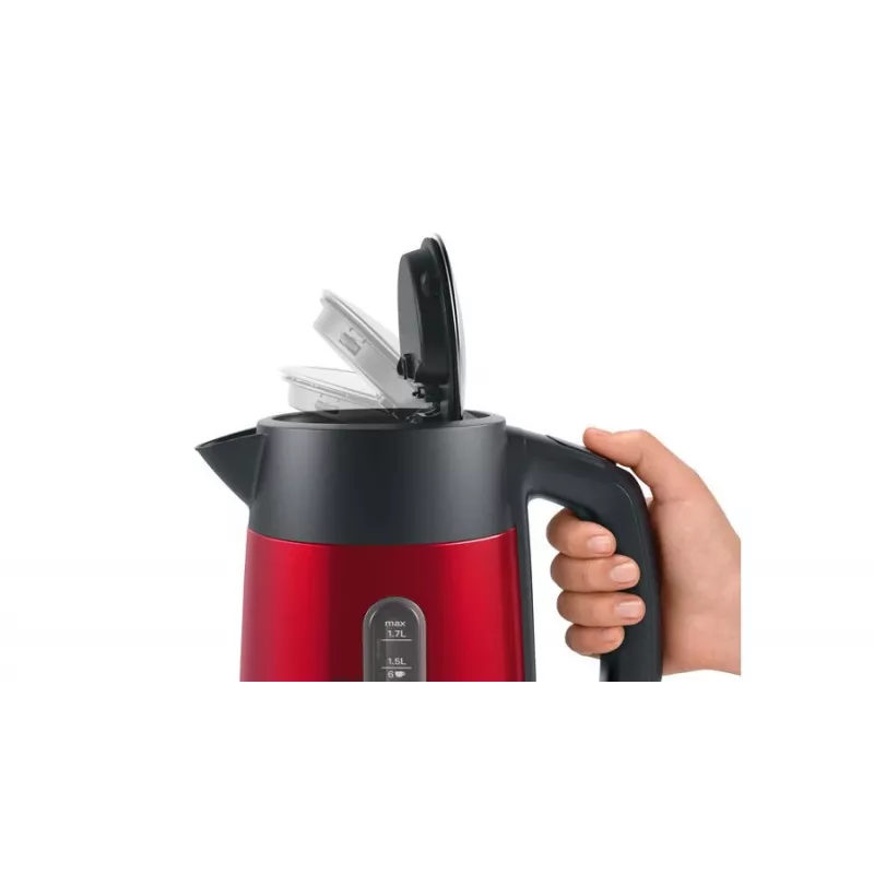 Electric kettle Bosch TWK4P434 — 1.7 L, 2400 W, Black/Red