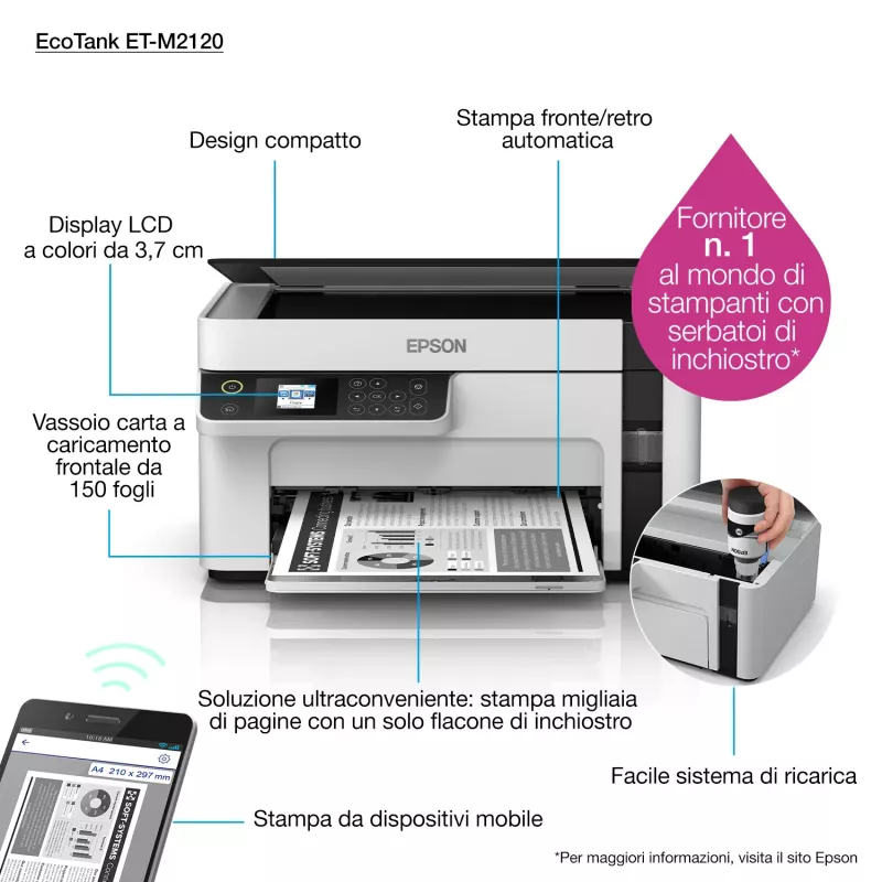 Epson EcoTank ET-M2120 Multifunction Monochrome Inkjet Printer