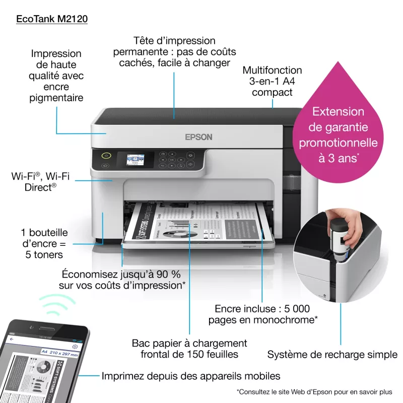 Epson EcoTank ET-M2120 Multifunction Monochrome Inkjet Printer