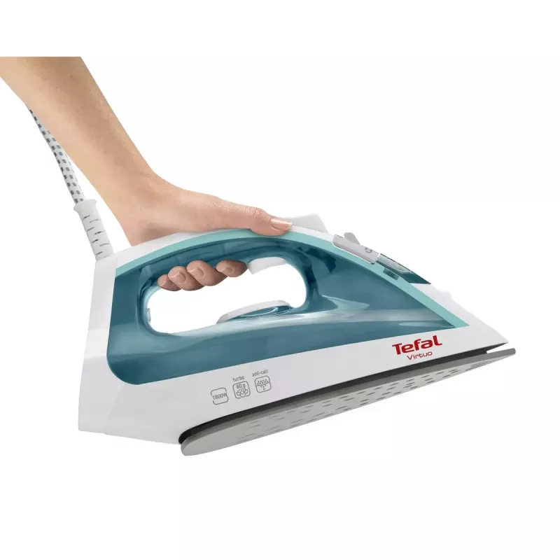 Steam iron Tefal Virtuo FV1710 — 1800 W, 80 g/min steam boost, vertical steam, green/white