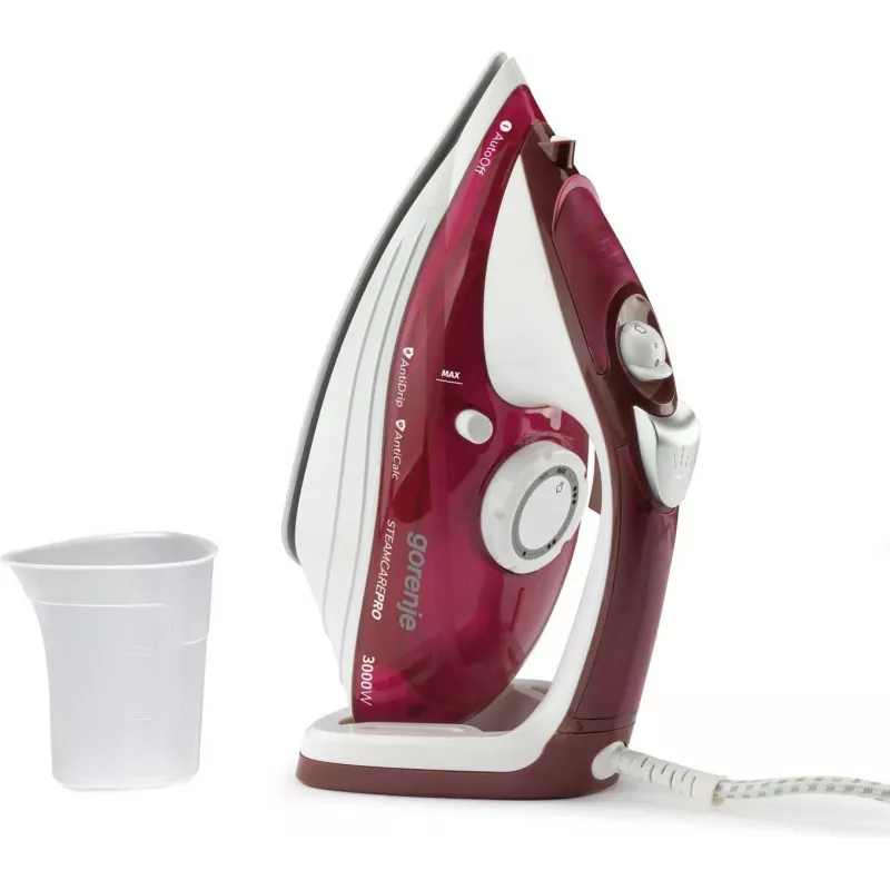 Gorenje SIH3000RBC Steam Iron, 3000 W, ceramic soleplate, 350 ml water tank, 40 g/min steam, 1.6 kg, Red/White