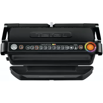 Contact grill Tefal GC7228 — contact grill, 800 cm² cooking surface, adjustable thermostat, black stainless steel