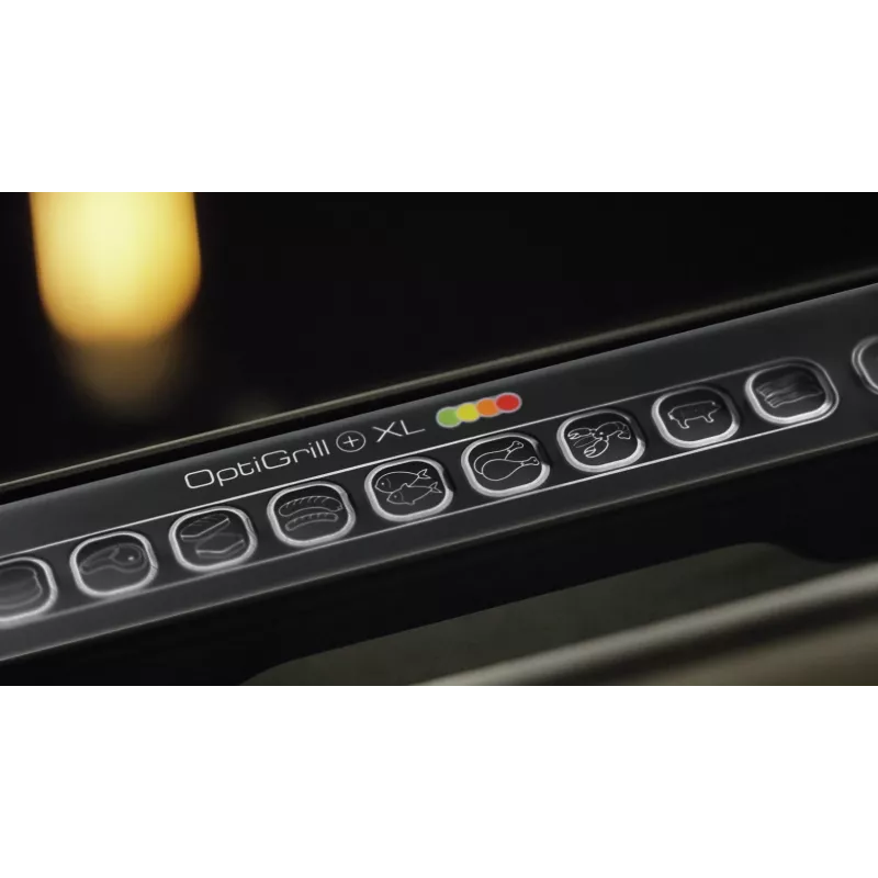 Contact grill Tefal GC7228 — contact grill, 800 cm² cooking surface, adjustable thermostat, black stainless steel