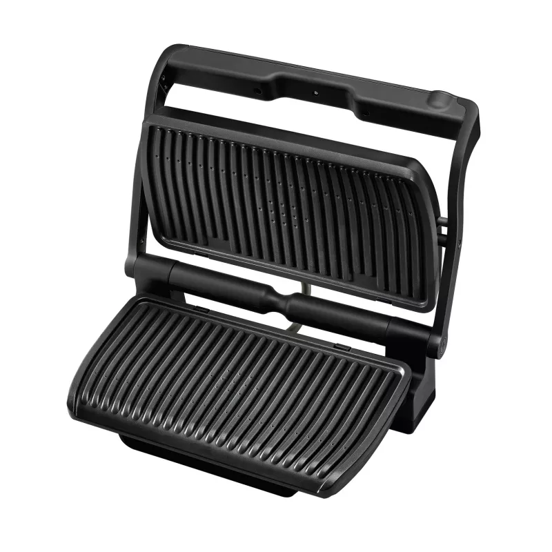 Contact grill Tefal GC7228 — contact grill, 800 cm² cooking surface, adjustable thermostat, black stainless steel