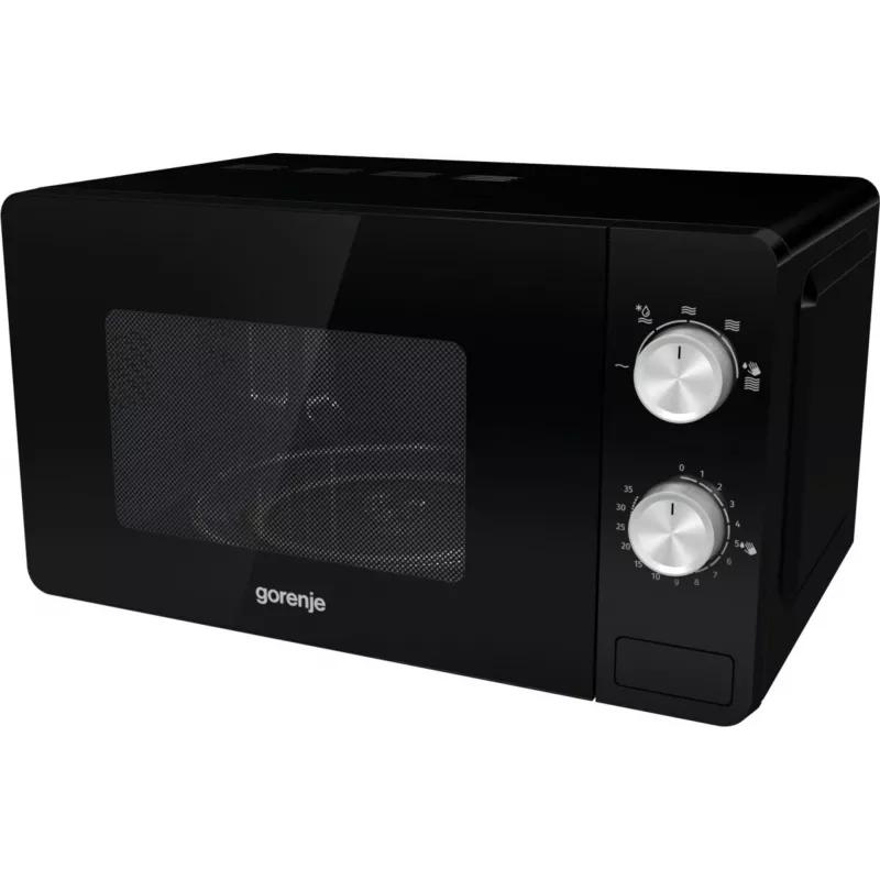 Solo microwave Gorenje MO20E1B — 20 L, 800 W, 5 power levels, 270 mm turntable, black