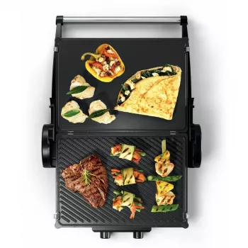 Contact Grill Bosch TCG4104 — 2000 W, rectangular, adjustable thermostat, cooking surface 328×238 mm, red