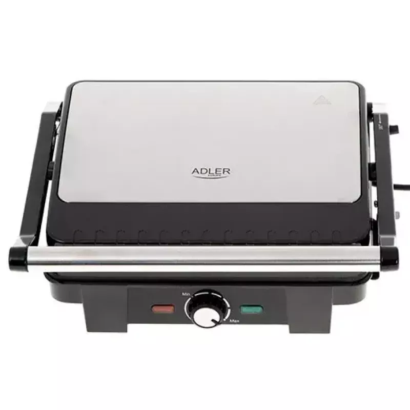 Contact grill Adler AD 3051 — stainless steel, 2200–2800 W, grill area 1392 cm², adjustable temperature, non-stick plates