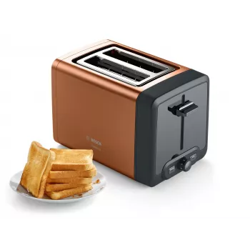 Toaster Bosch TAT4P429 2-slice 970 W Black/Brown, compact stainless steel