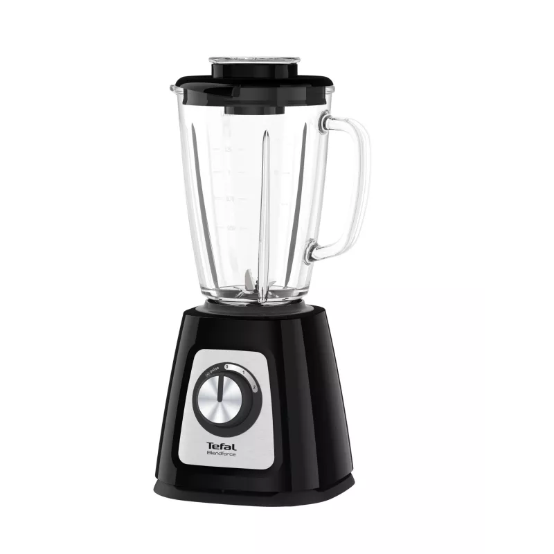 Tabletop blender Tefal BlendForce II BL4388 — 800 W, 1.25 L glass jar, ice crushing, black/brushed steel
