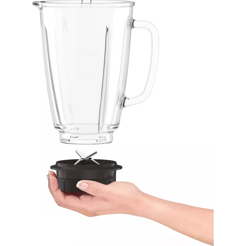 Tabletop blender Tefal BlendForce II BL4388 — 800 W, 1.25 L glass jar, ice crushing, black/brushed steel