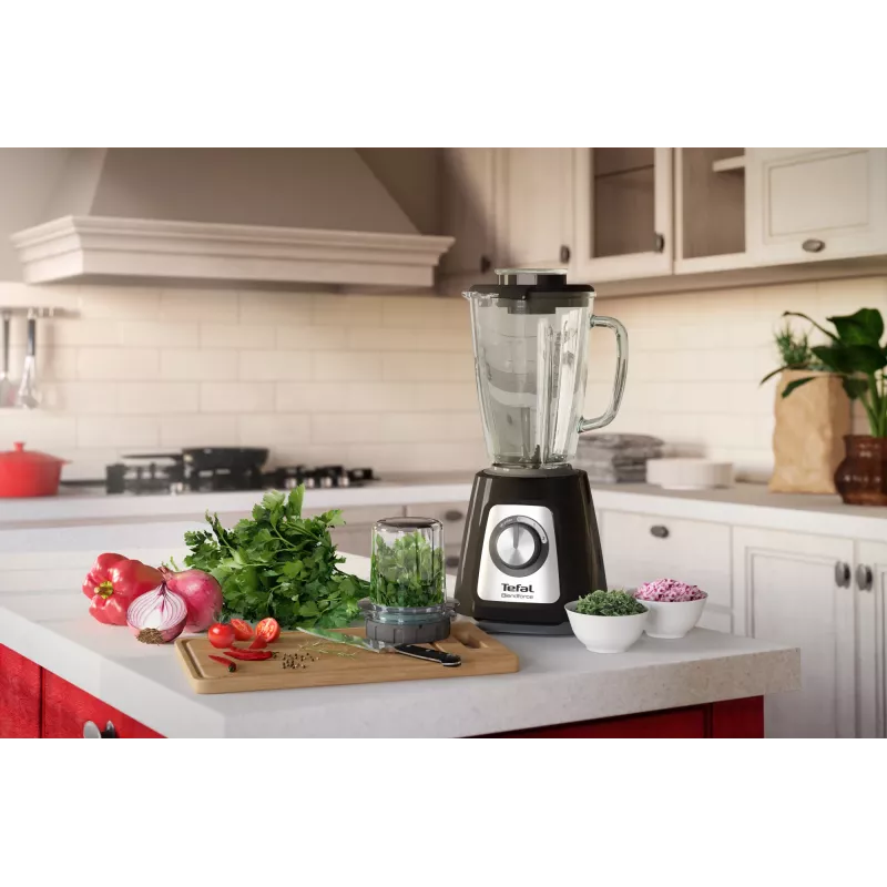 Tabletop blender Tefal BlendForce II BL4388 — 800 W, 1.25 L glass jar, ice crushing, black/brushed steel