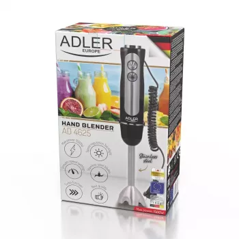 Immersion blender Adler AD 4625B — hand blender, 1500 W max, 850 W nominal, 5 speeds, mechanical control, turbo, stainless steel blade, black