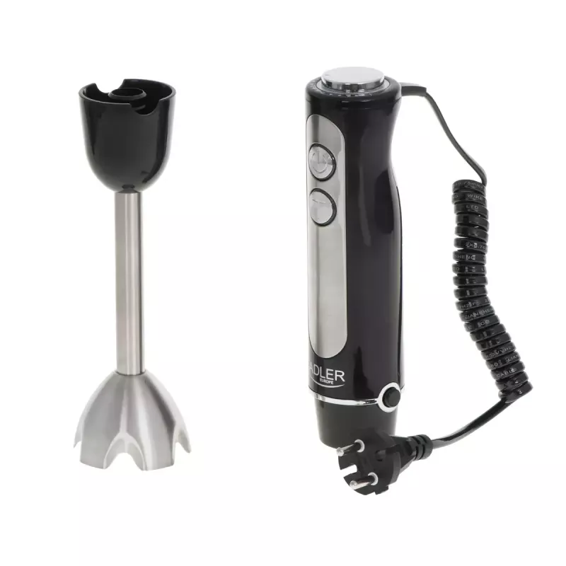 Immersion blender Adler AD 4625B — hand blender, 1500 W max, 850 W nominal, 5 speeds, mechanical control, turbo, stainless steel blade, black