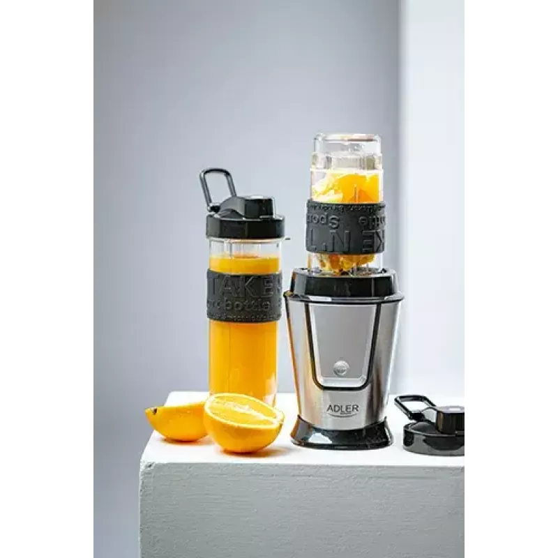 Sport blender Adler AD 4081 — portable personal blender, 800 W peak, 0.57 L cup, stainless steel blade, 2 bottles