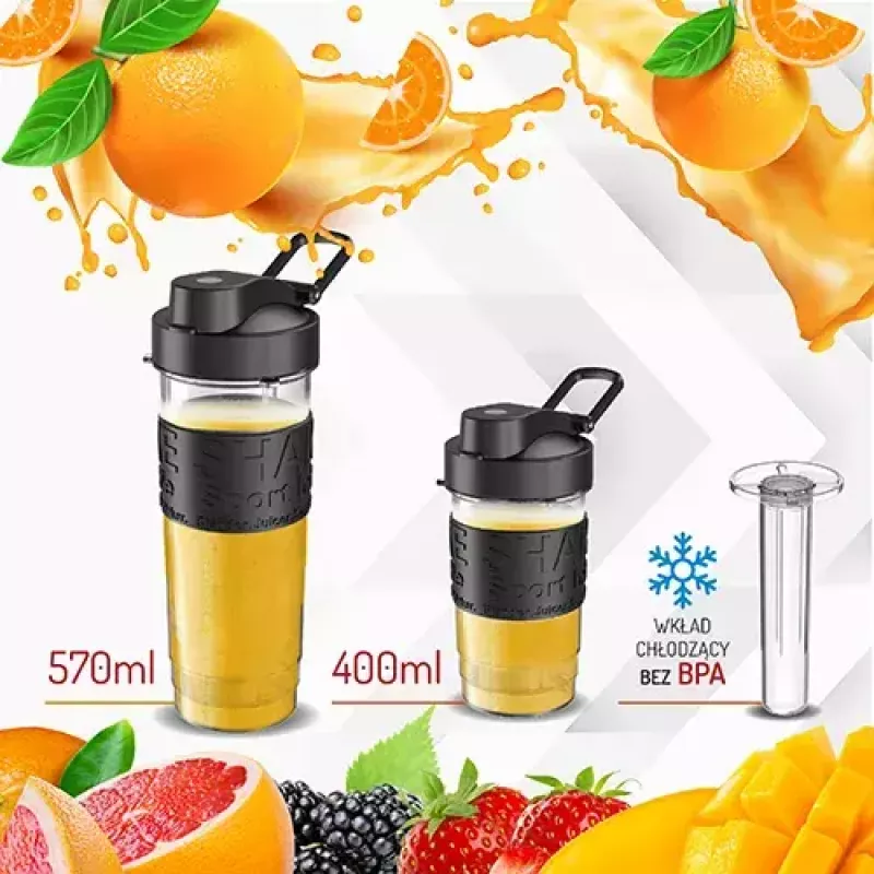 Sport blender Adler AD 4081 — portable personal blender, 800 W peak, 0.57 L cup, stainless steel blade, 2 bottles