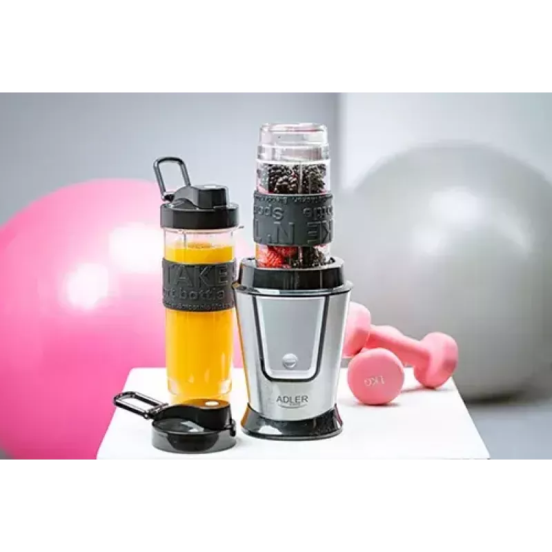 Sport blender Adler AD 4081 — portable personal blender, 800 W peak, 0.57 L cup, stainless steel blade, 2 bottles