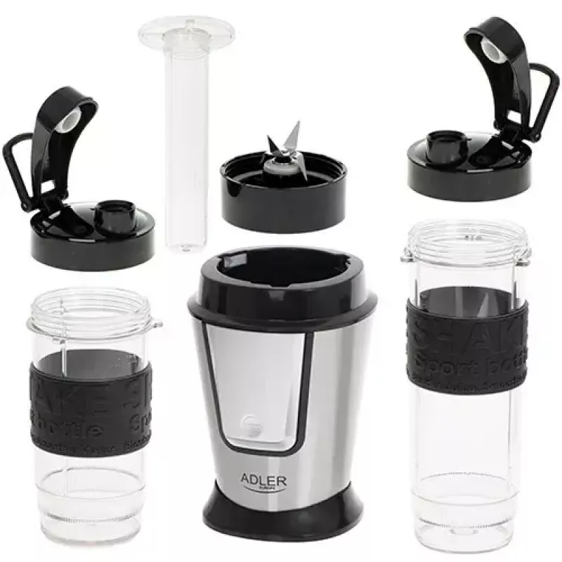 Sport blender Adler AD 4081 — portable personal blender, 800 W peak, 0.57 L cup, stainless steel blade, 2 bottles