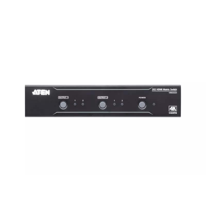 ATEN 2x2 4K HDMI Matrix Switch, up to 15m, AV matrix switcher, 10.2 Gbit/s, 340 MHz, 4096 x 2160 pixels, 4096 x 2160, 3840 x 2160, Black