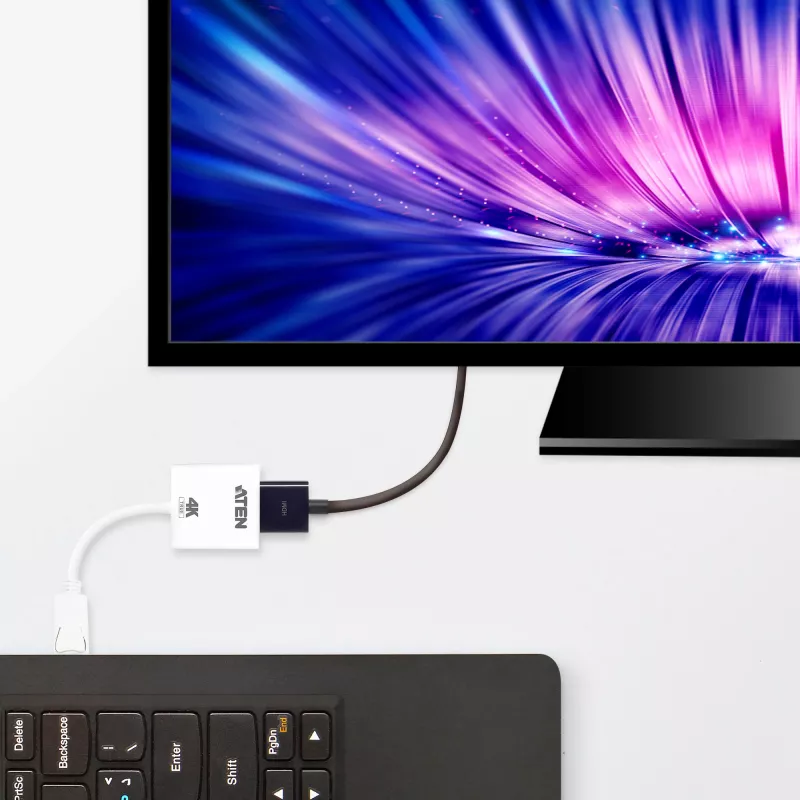 ATEN True 4K DisplayPort to HDMI Active Adapter, 4096 x 2160 pixels, 60 Hz, White, Active video converter, 0 - 50 °C, -20 - 60 °C