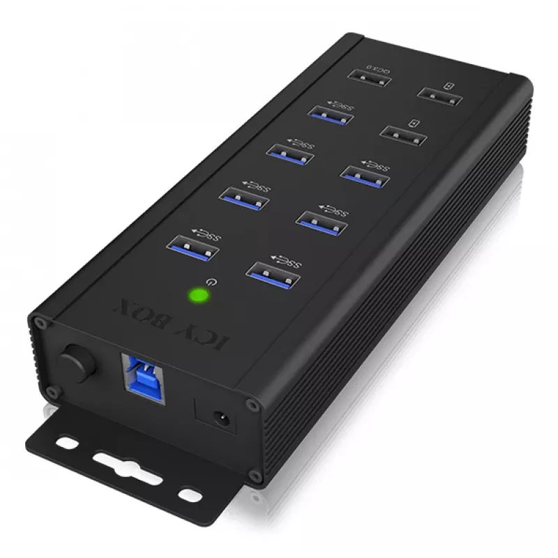 ICY BOX IB-HUB1703-QC3 USB 3.2 Gen 1 (3.1 Gen 1) Type-B 5000 Mbit/s Black