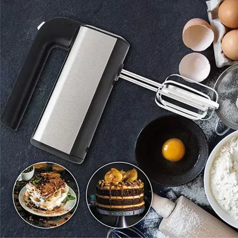 Hand mixer Adler AD 4225 — 5 speeds, turbo, 300 W, inox/silver‑black, beaters and dough hooks