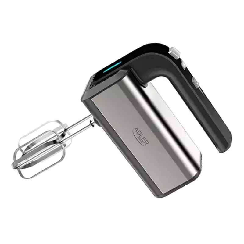 Hand mixer Adler AD 4225 — 5 speeds, turbo, 300 W, inox/silver‑black, beaters and dough hooks
