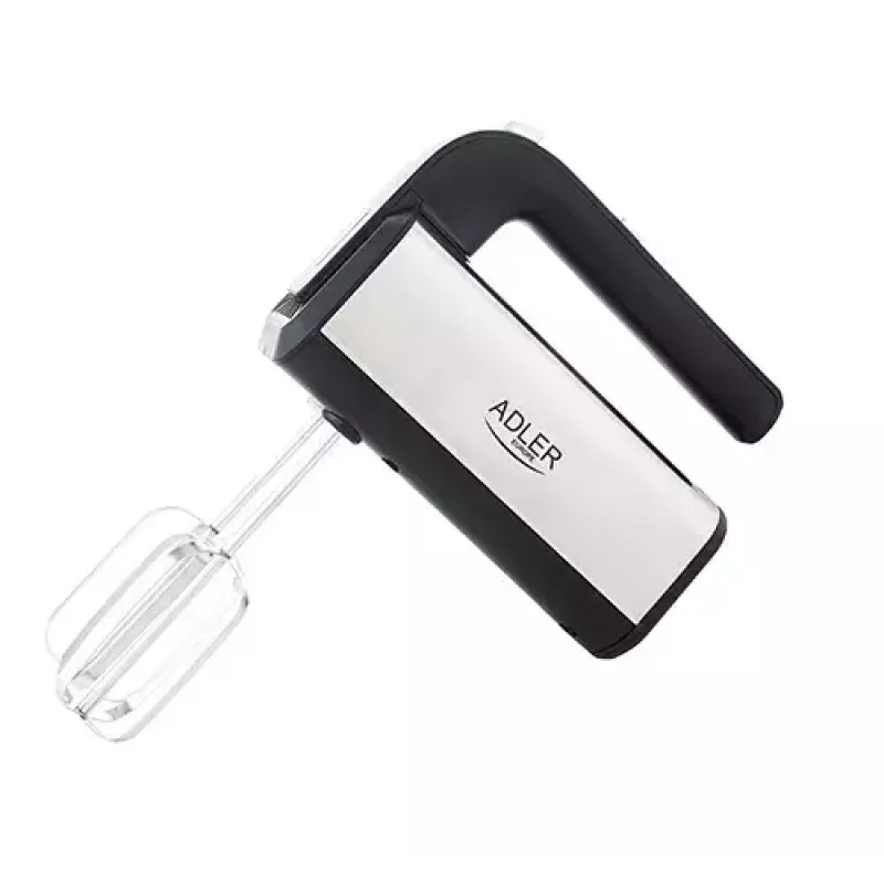 Hand mixer Adler AD 4225 — 5 speeds, turbo, 300 W, inox/silver‑black, beaters and dough hooks