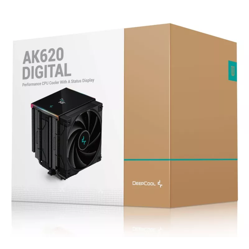 Air cooler DeepCool AK620 12 cm, dual 120 mm fans, 6 heat pipes, TDP 260 W, PWM, FDB, height 160 mm, black
