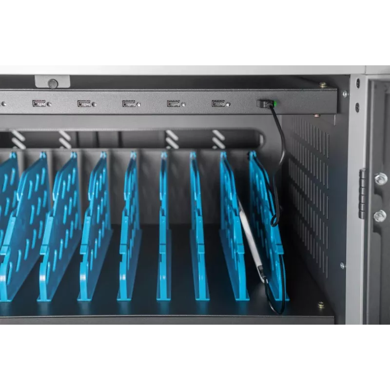 DIGITUS Charging trolley 30 charge bases, 15.6in, black 1100 x 700 x 650 mm, incl. USB, PDU, fan