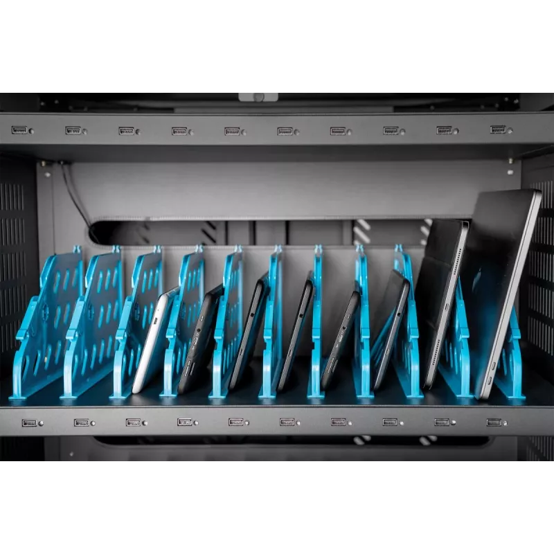 DIGITUS Charging trolley 30 charge bases, 15.6in, black 1100 x 700 x 650 mm, incl. USB, PDU, fan