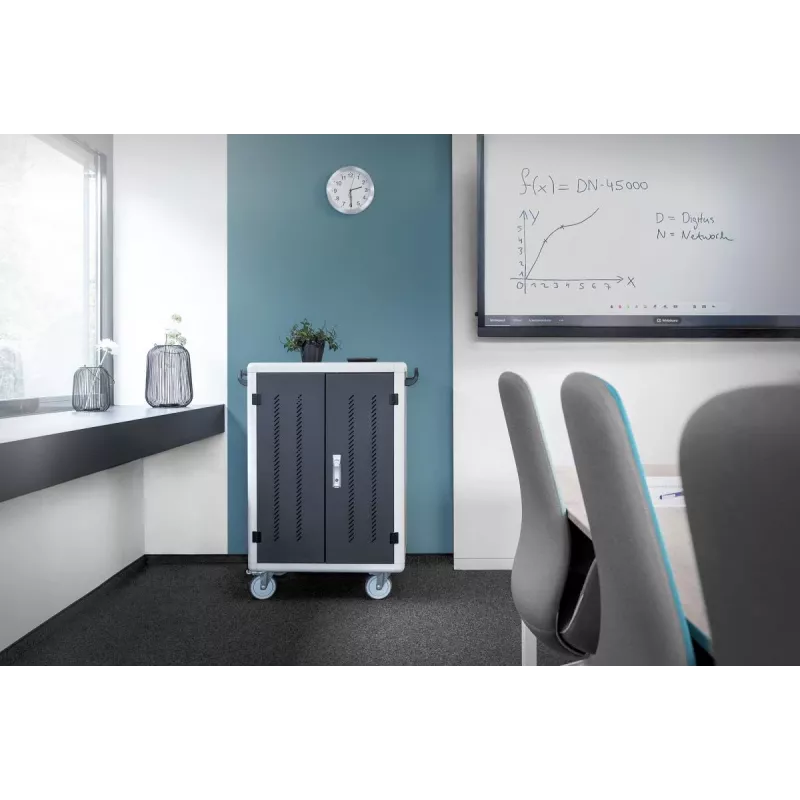 DIGITUS Charging trolley 30 charge bases, 15.6in, black 1100 x 700 x 650 mm, incl. USB, PDU, fan
