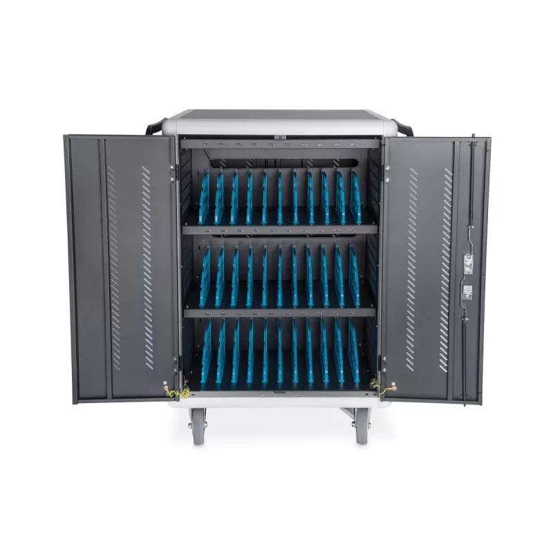 DIGITUS Charging trolley 30 charge bases, 15.6in, black 1100 x 700 x 650 mm, incl. USB, PDU, fan