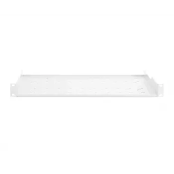 DIGITUS 1U rack mount fixed shelf vented, color grey (RAL 7035), up to 15 kg, 45x483x250 mm