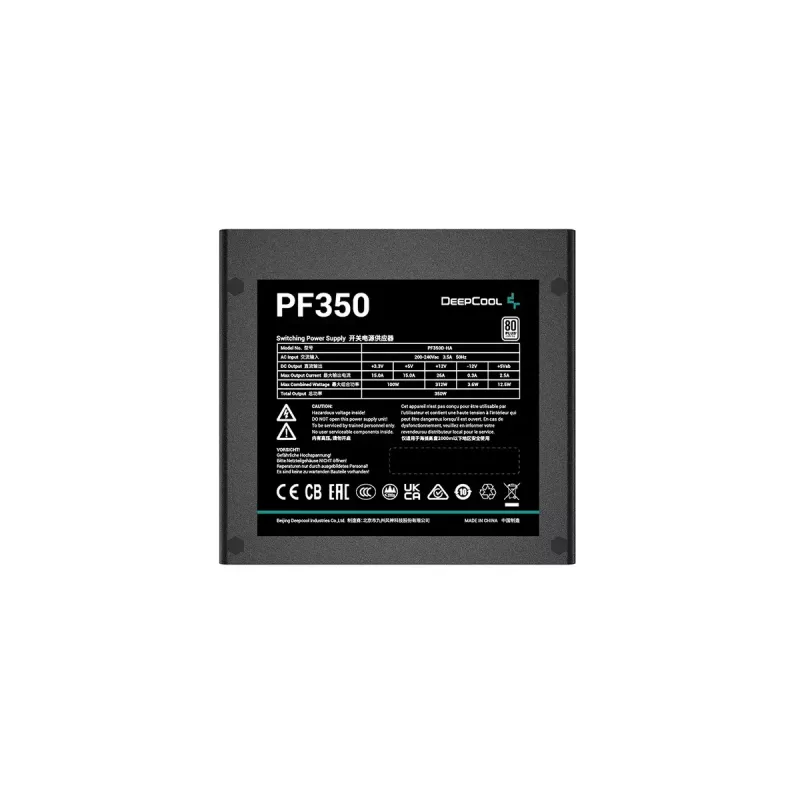 Power supply DeepCool R-PF350D-HA0B-EU 350 W, ATX, 80 PLUS White, 120 mm fan, 20+4 pin