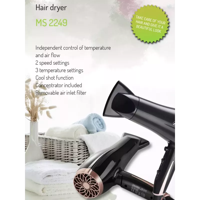 Hair Dryer Mesko MS 2249 2000 W Black/Pink