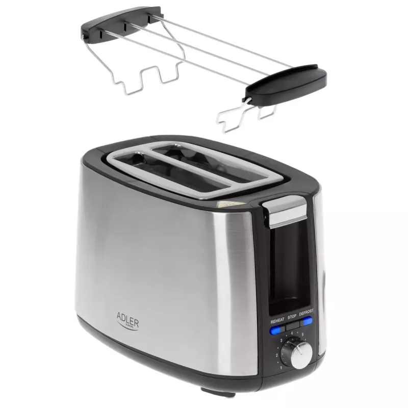 Adler AD 3214 Toaster, 2 Slots, Stainless Steel, 750 W