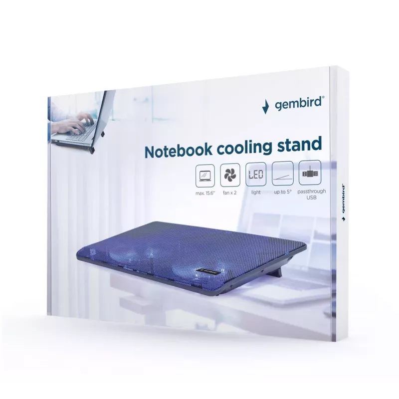 GEMBIRD Notebook 15.6in Cooling Stand, Compact Dual-Fan - Black